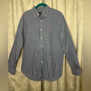 Ralph Lauren Classic Fit Plaid Button Down Shirt Pink Blue Mens Size M